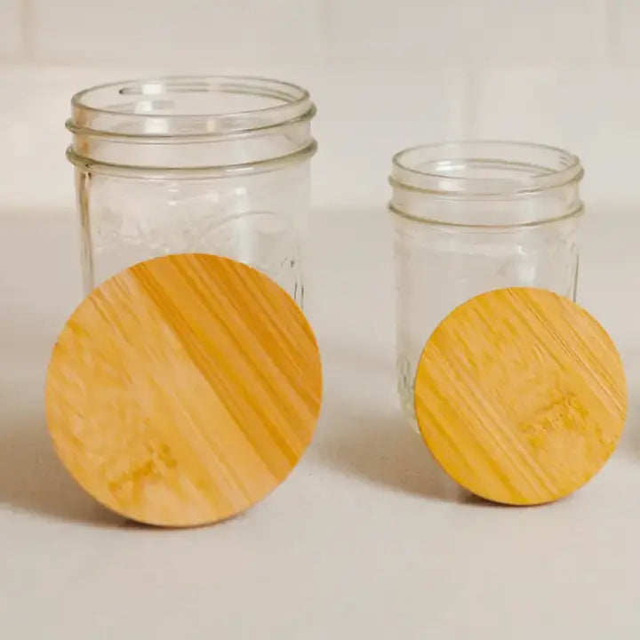 Standard and Wide Mouth Solid Bamboo Jar lids